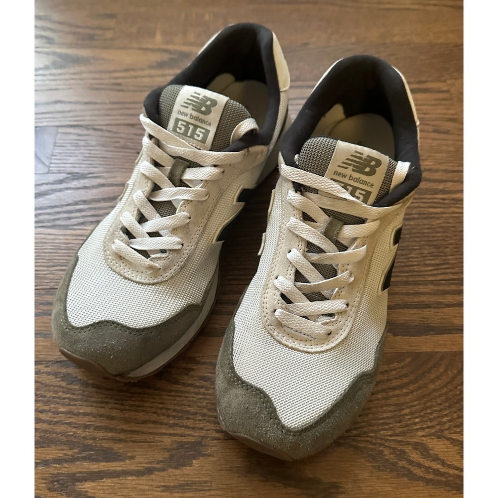 New Balance 515 Men Sz 9 White Olive Green Suede Black Classic Comfort Heritage